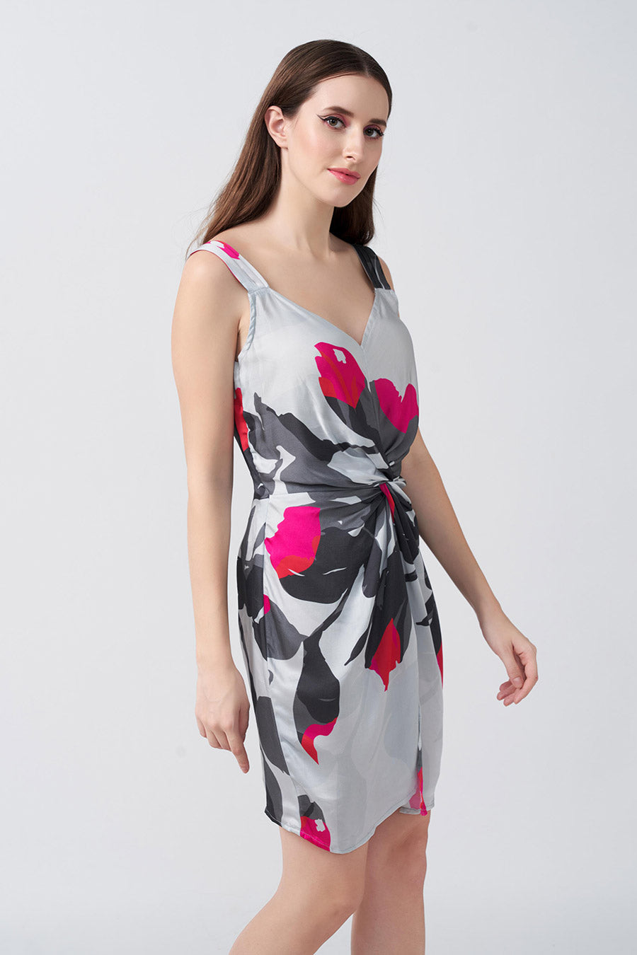 Multicolour Printed Strap Short Dress