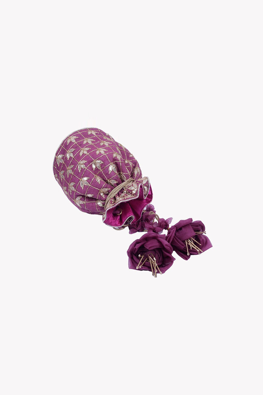 Purple Floral Embroidered Potli