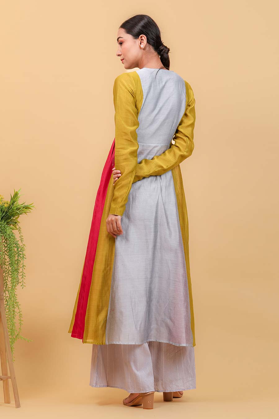 Colour Blocked Anarkali Kurta & Pant Set