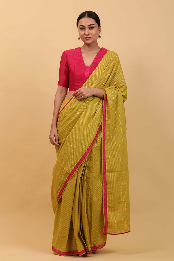 Yellow Boota Foil Pre-Stitched Saree - Absolutely Desi