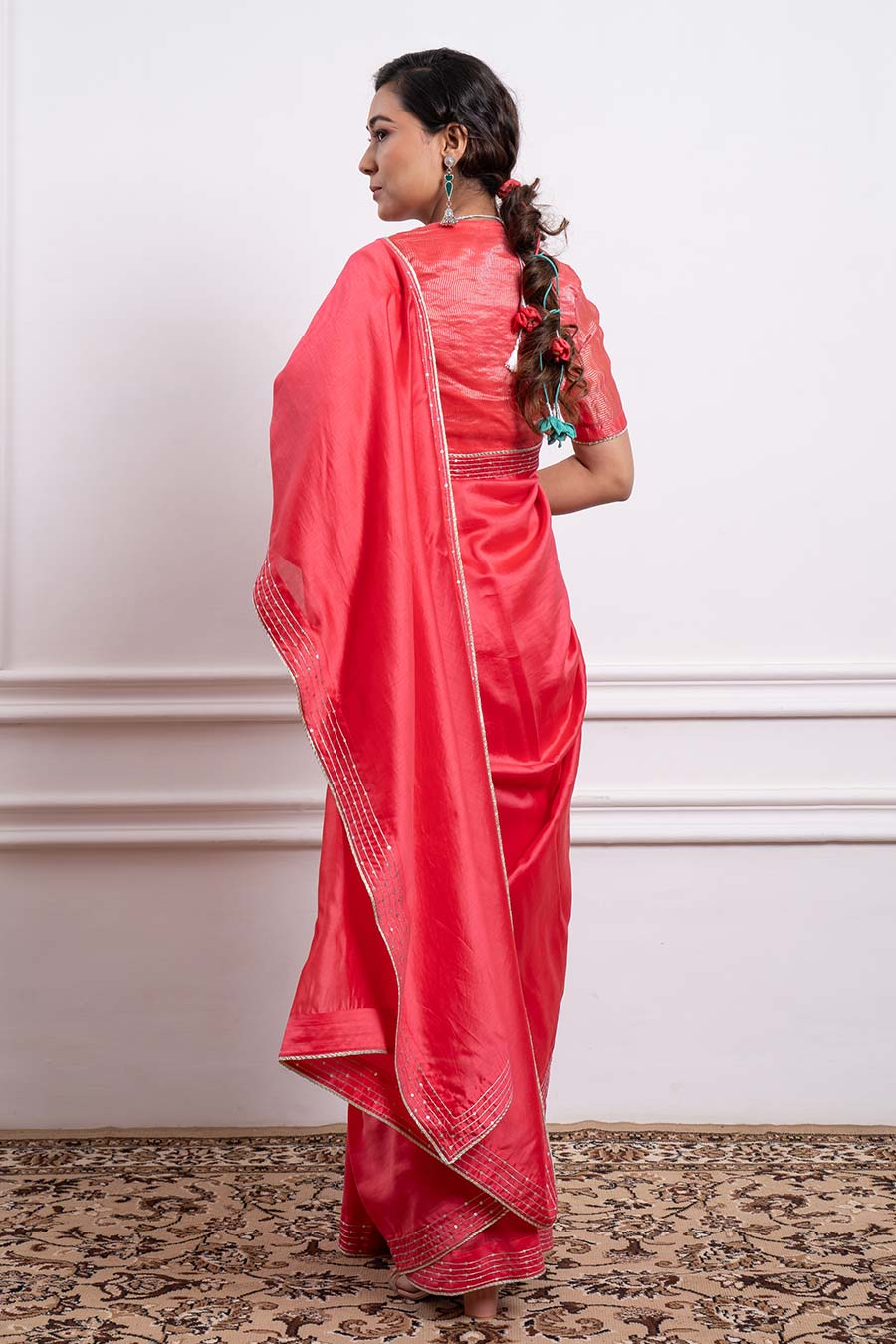 Pink Chanderi Handloom Embroidered Saree