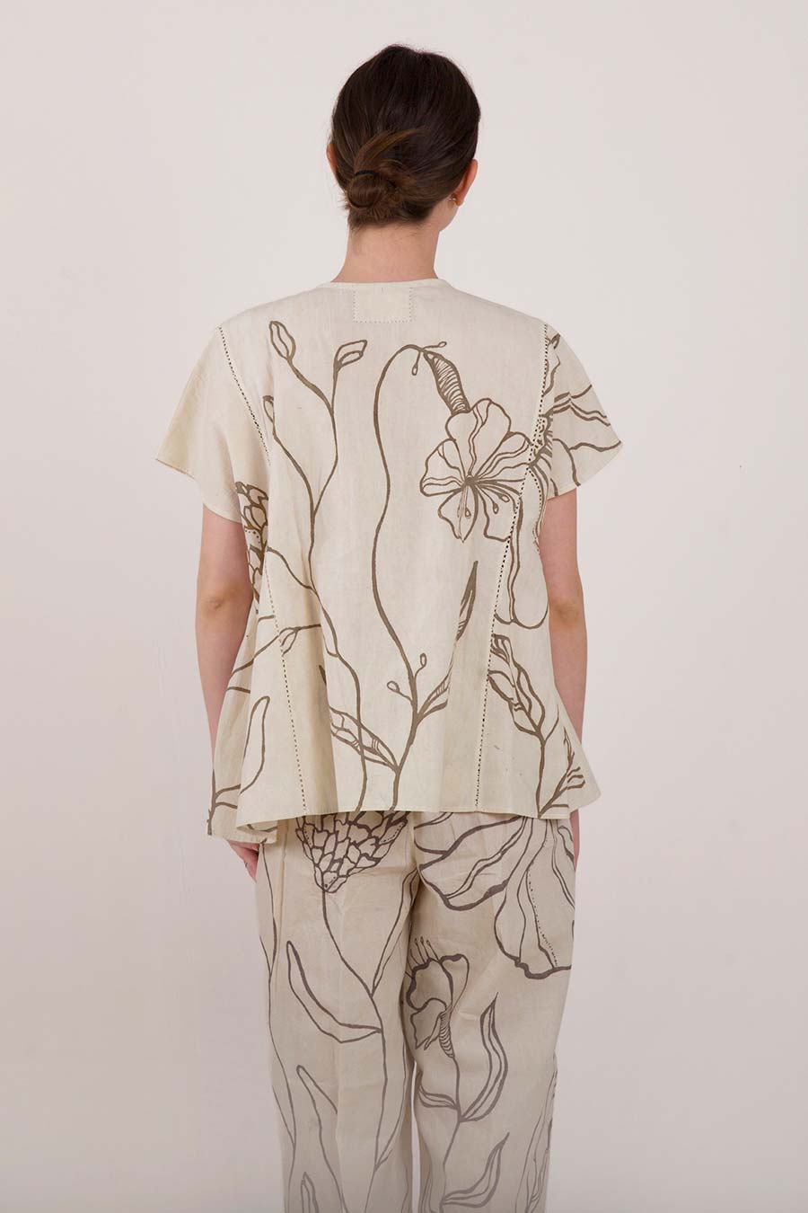 Beige Hand-Painted Cotton Top