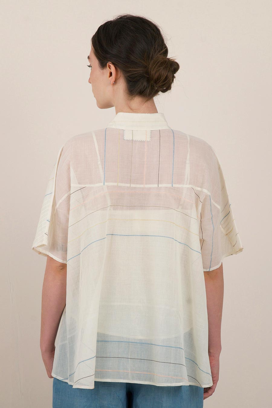 Off-White Cotton Pleated Shirt