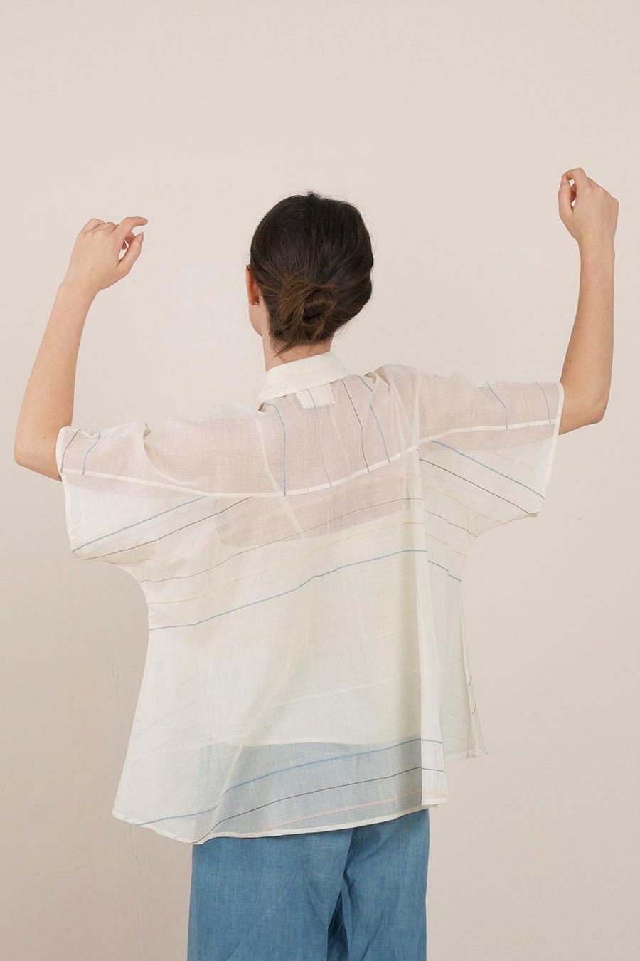 Off-White Cotton Pleated Shirt