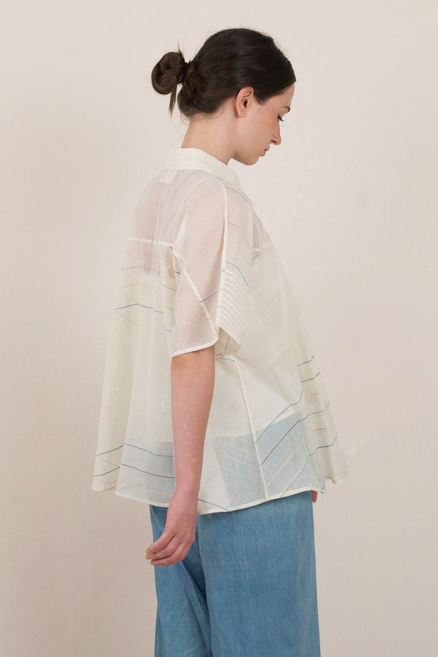 Off-White Cotton Pleated Shirt