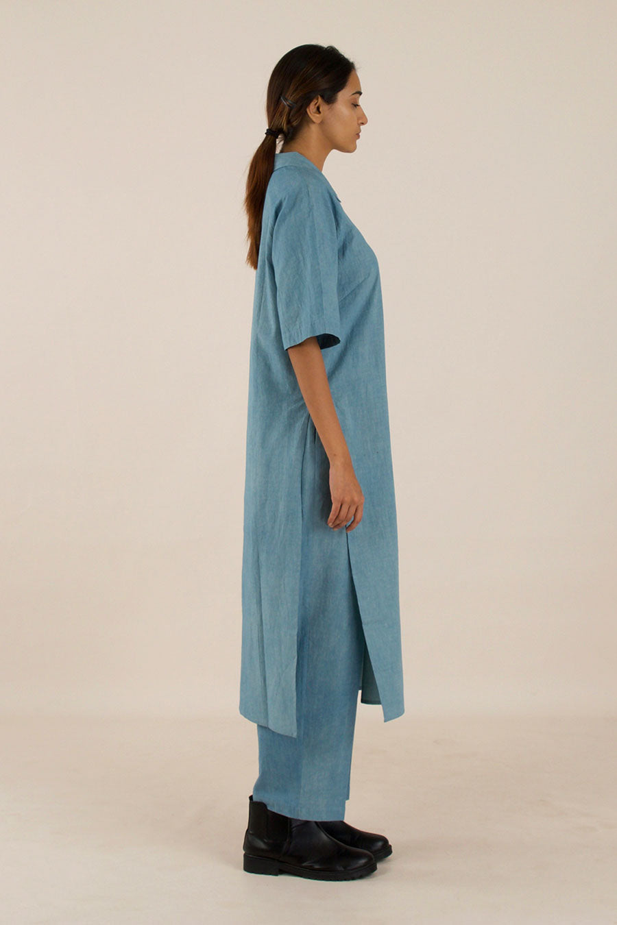 Blue Cotton Long Shirt