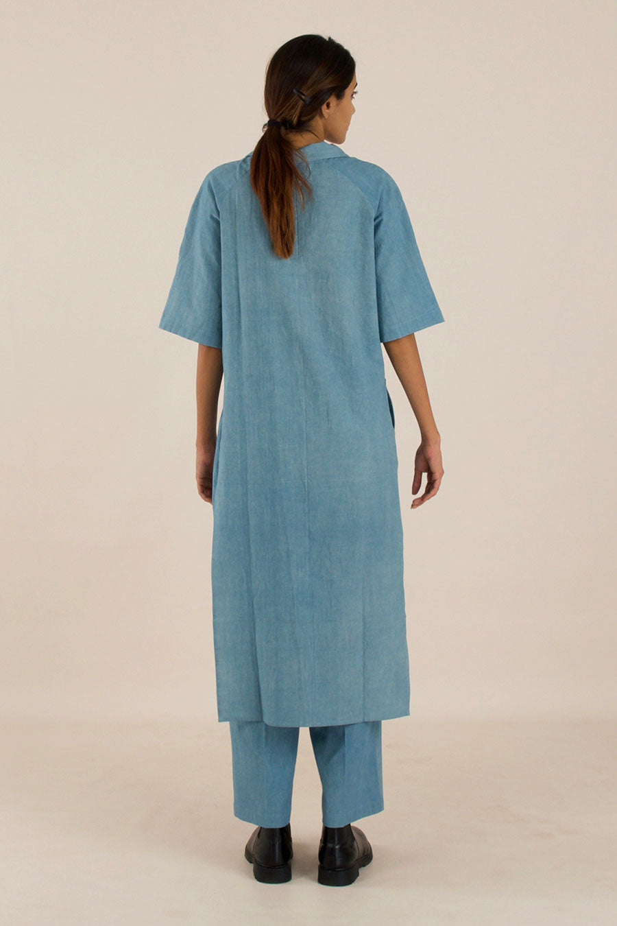 Blue Cotton Long Shirt