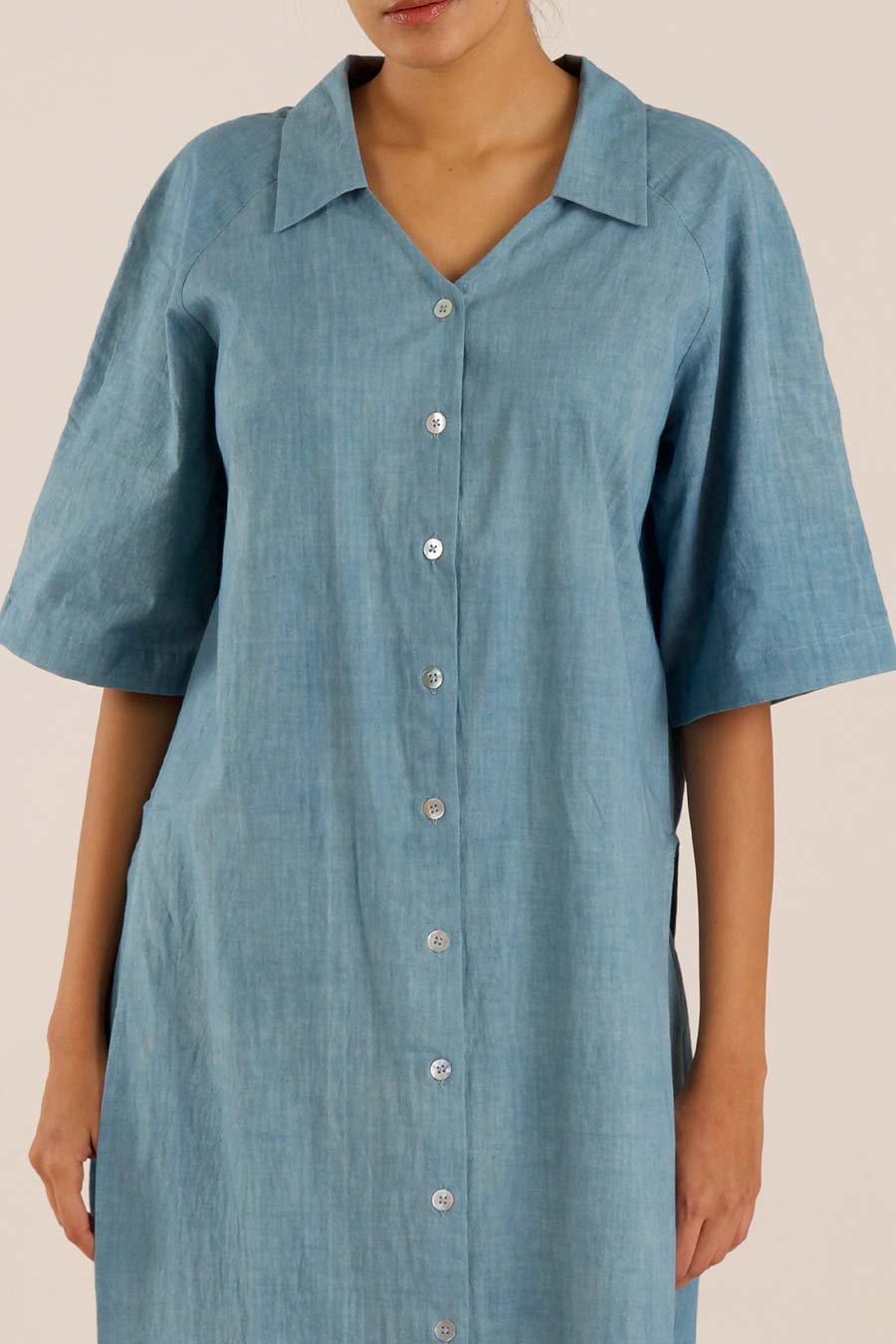 Blue Cotton Long Shirt