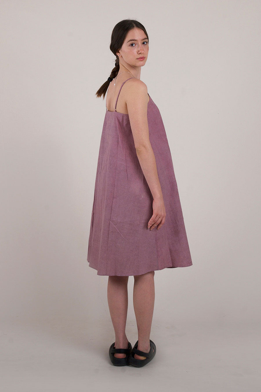 Purple Spaghetti Strap Cotton Dress