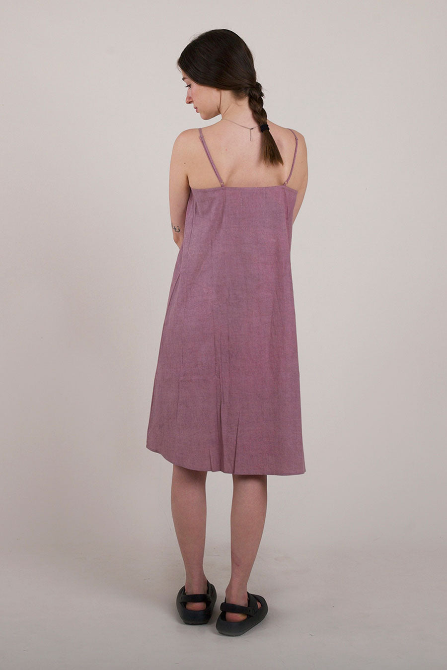 Purple Spaghetti Strap Cotton Dress