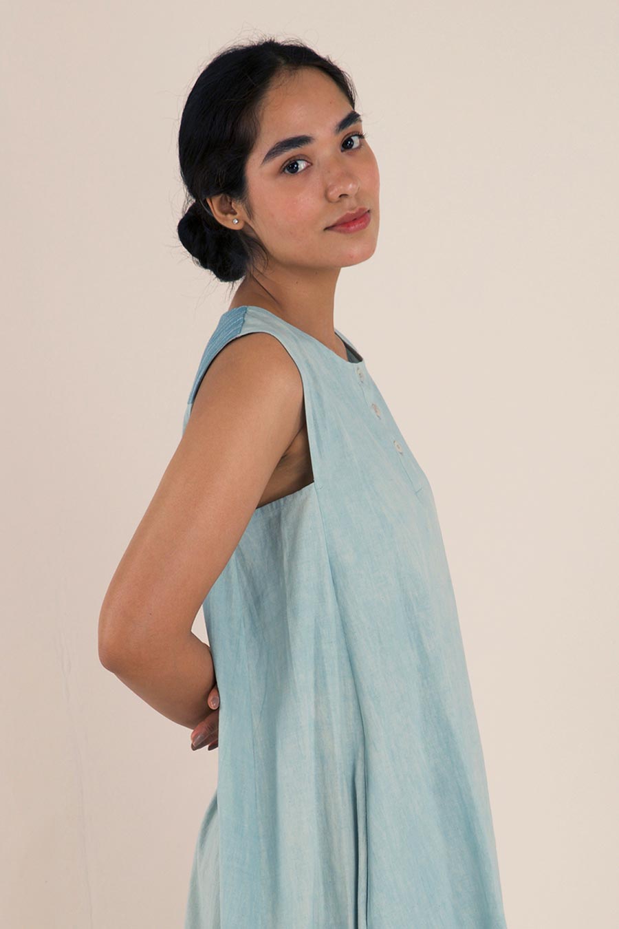 Blue Cotton Kalidaar Dress