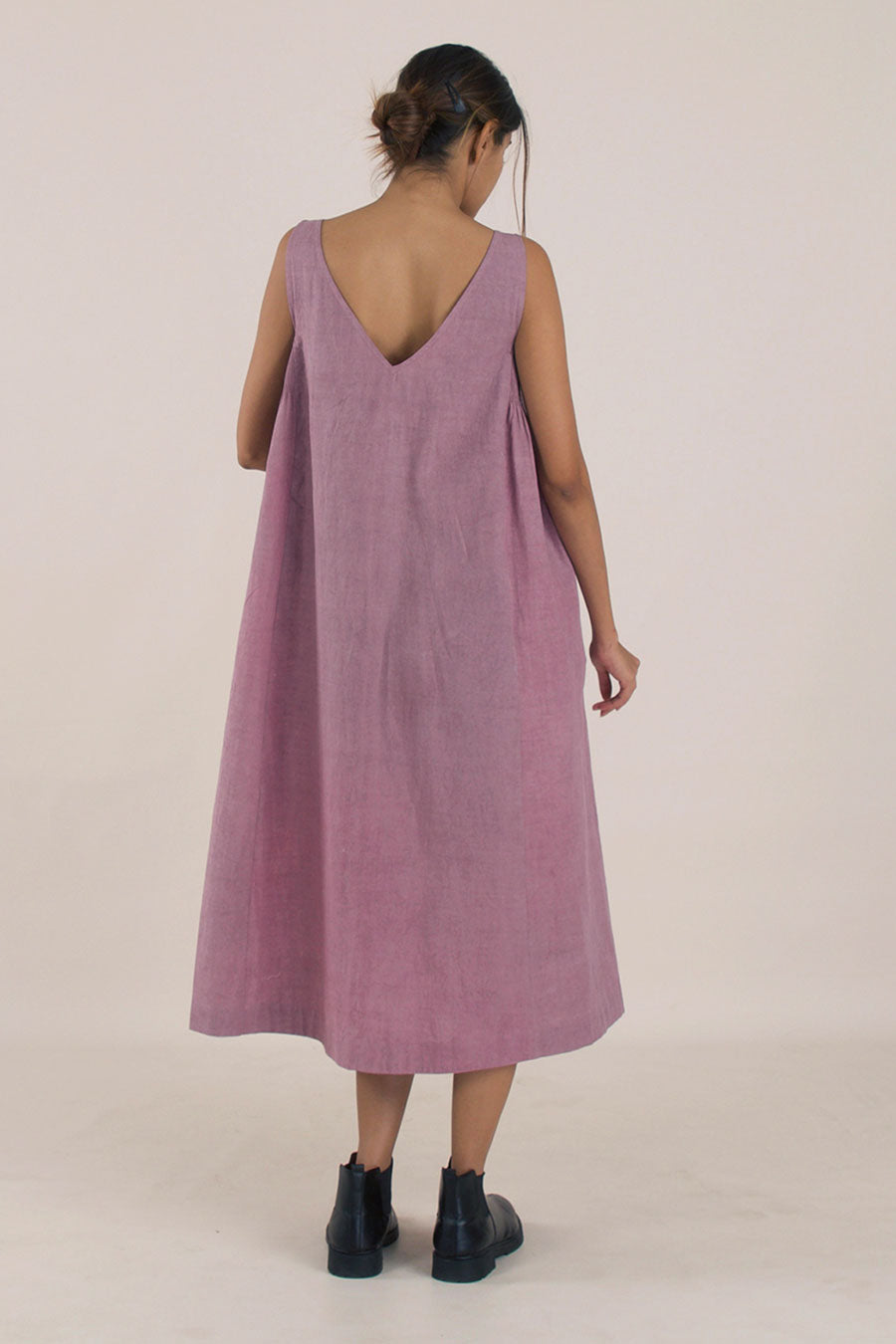 Purple Cotton Smocked Kalidaar Dress