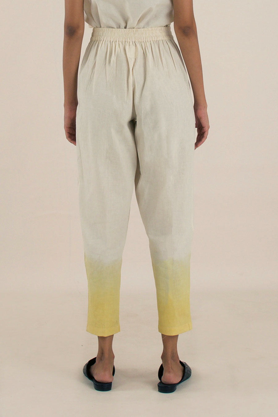 Yellow Ombre Cotton Narrow Pants