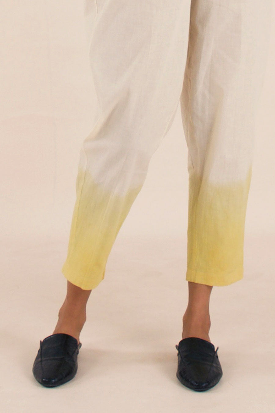 Yellow Ombre Cotton Narrow Pants