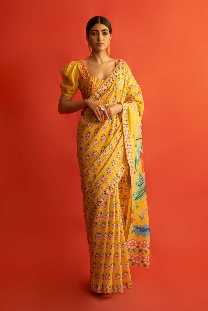 Buy online Women's Self Design Yellow Colored Saree With Blouse from ethnic  wear for Women by Sangam Prints for ₹1180 at 59% off | 2024 Limeroad.com