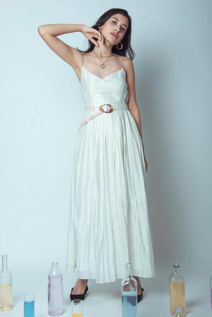 Buy Online Hand loom Cotton Self Weaved Frill Style Midi Dress – Aesthetics  Designer Label