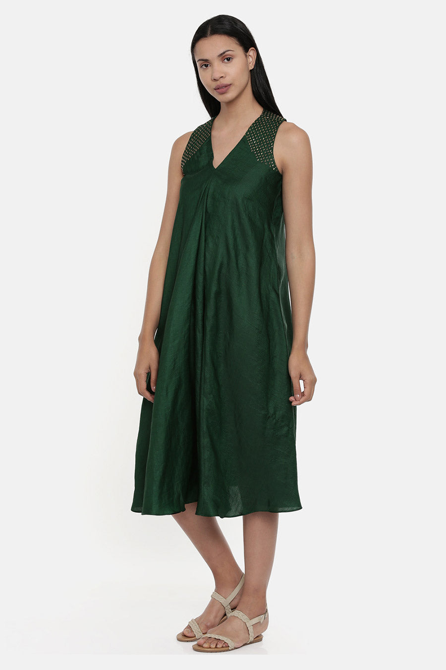 Bottle Green Razer Back Dress