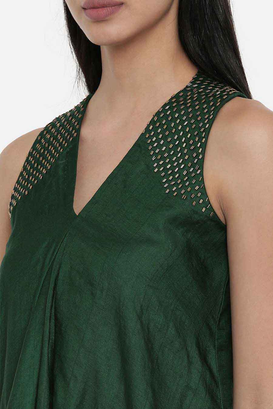 Bottle Green Razer Back Dress