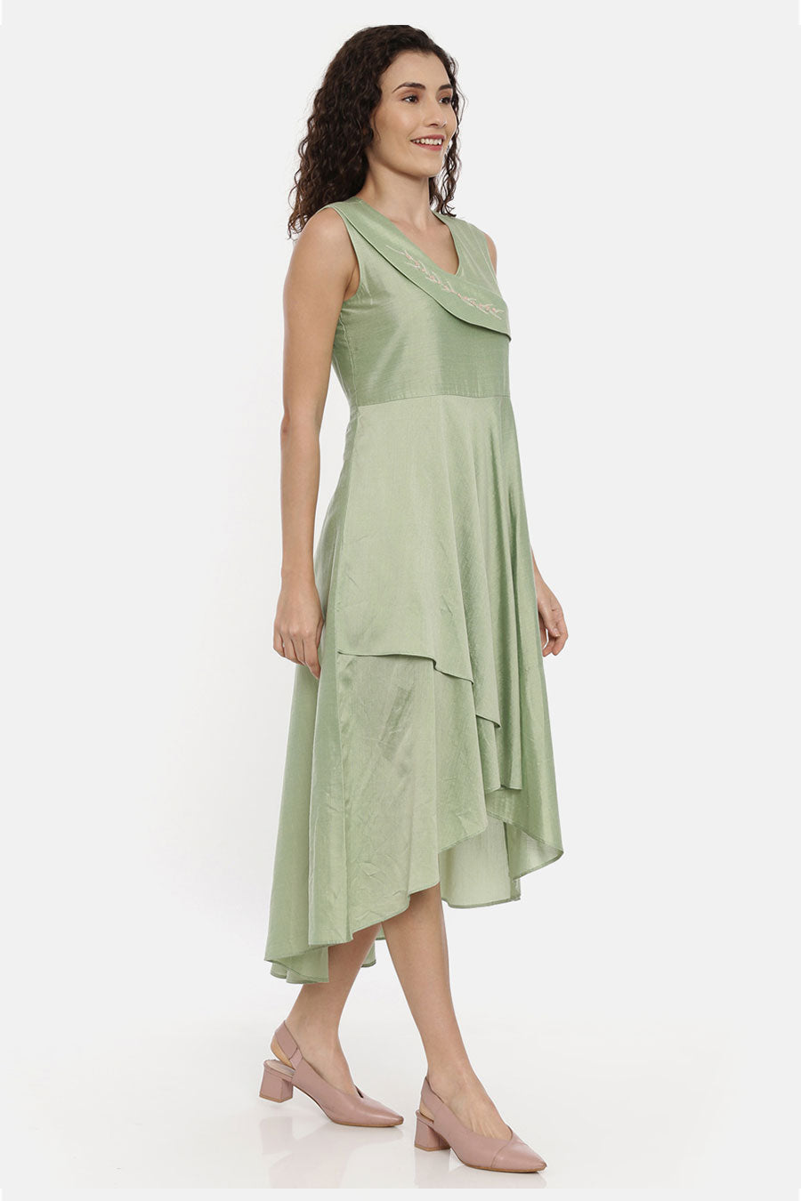 Green High-Low Asymmetrical Dress