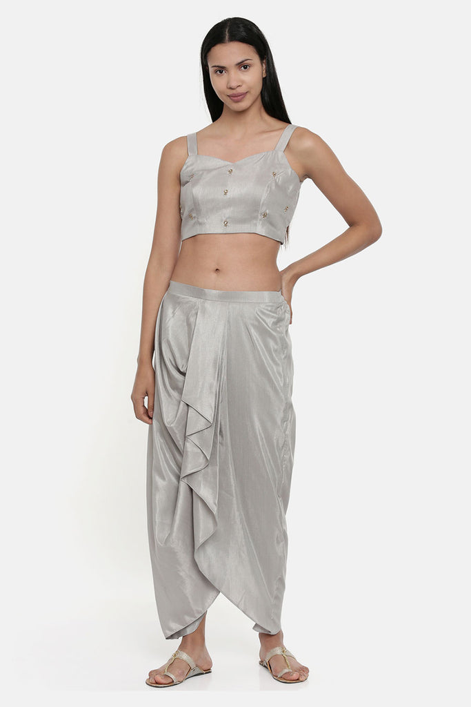 Buy Grey Silk Organza Lining Voile Pants For Women by Meadow Online at Aza  Fashions.