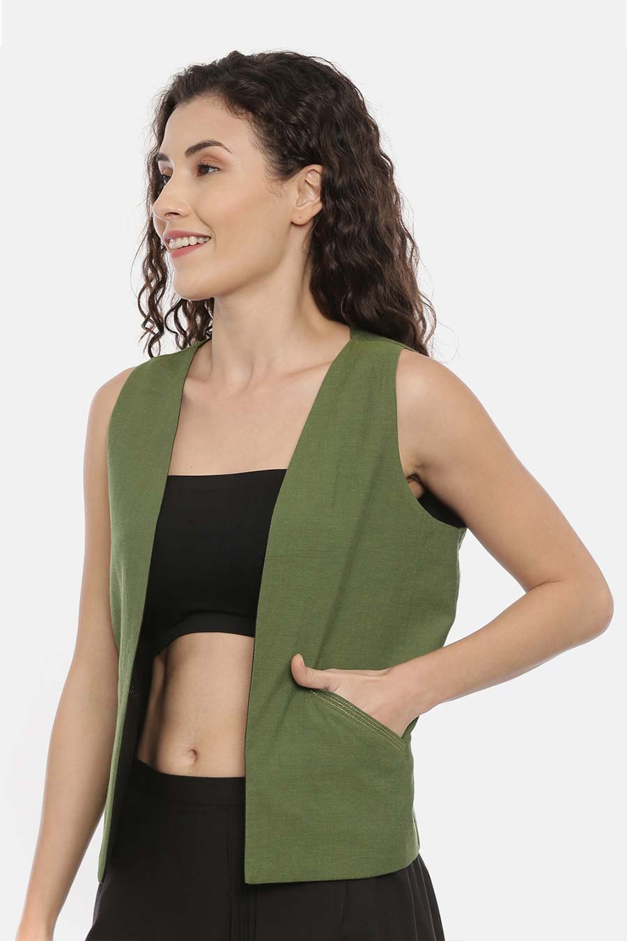 Green-Black Reversible Short Jacket