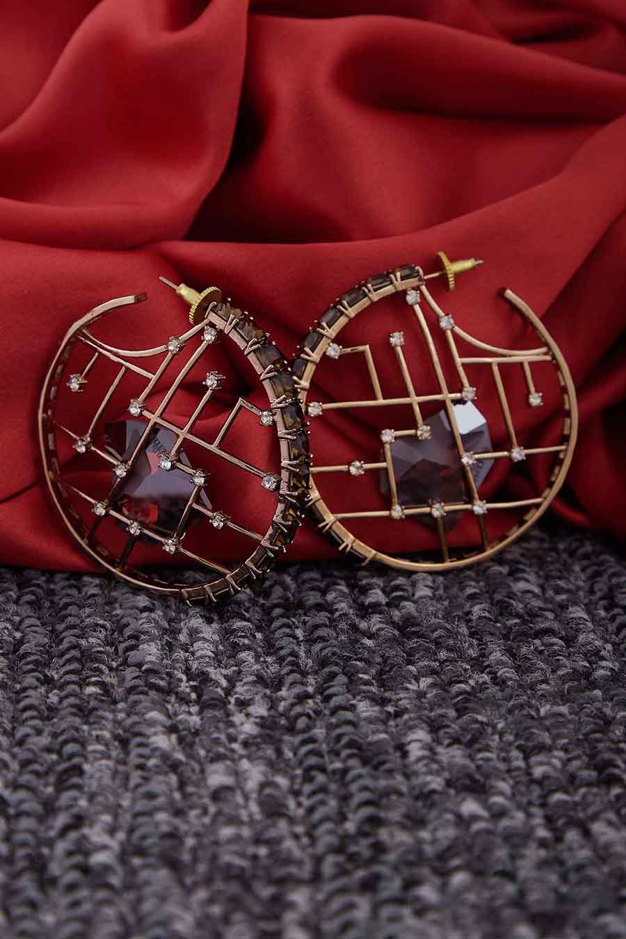 Red Magma Swarovski Hoop Earrings