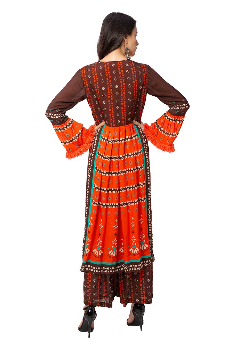 Brown-Rust Printed Kurta & Pant Set